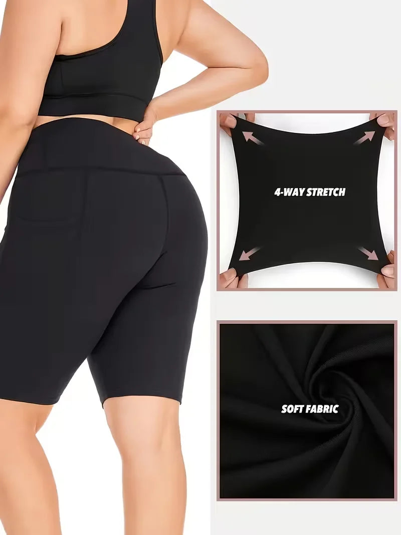Women's sports shorts in 2-piece set|High elasticity, quick-drying cycling pants|Spring running, yoga and fitness shorts
