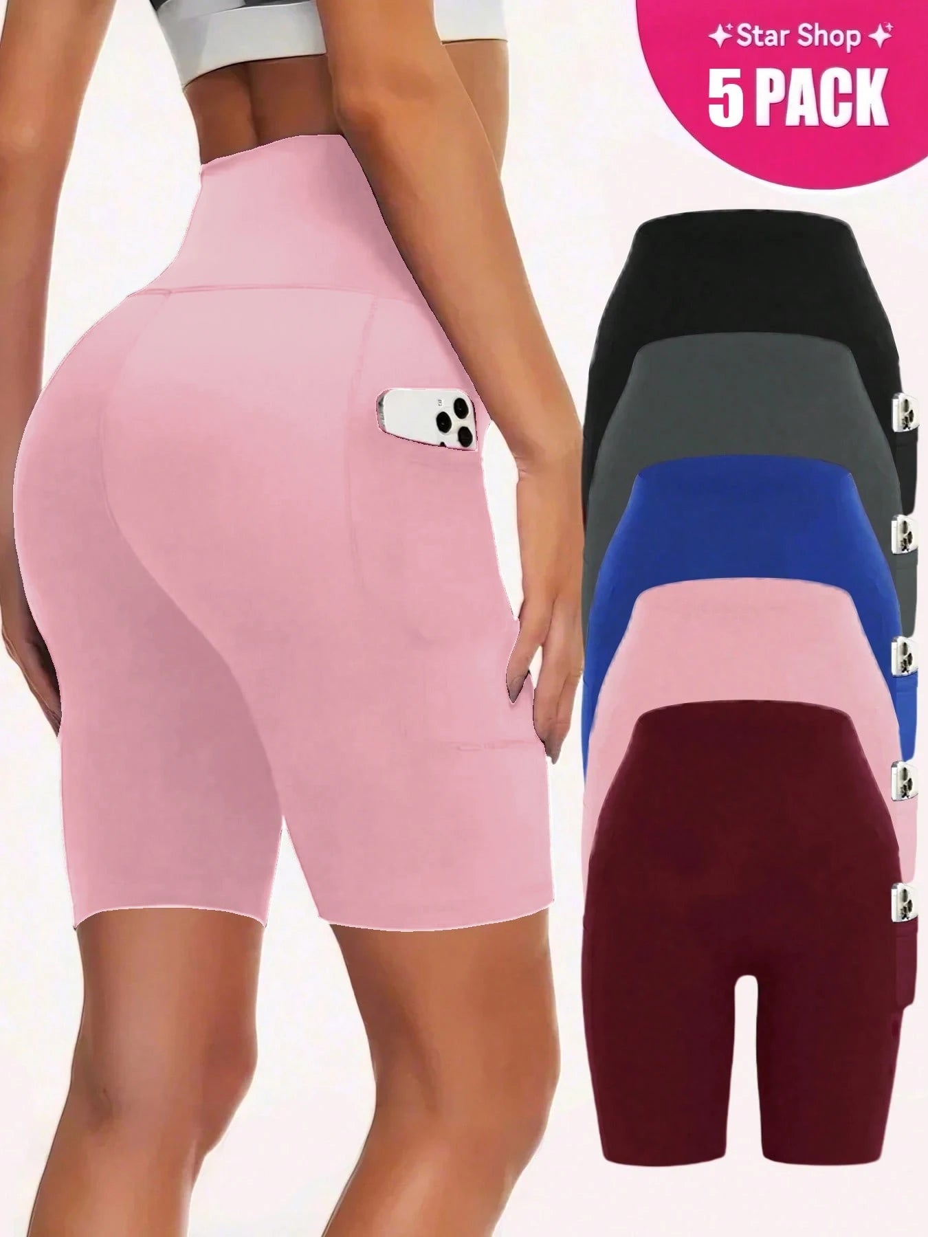 5-Pack High Stretch Yoga  Sweat Absorbent Breathable ,With Pockets