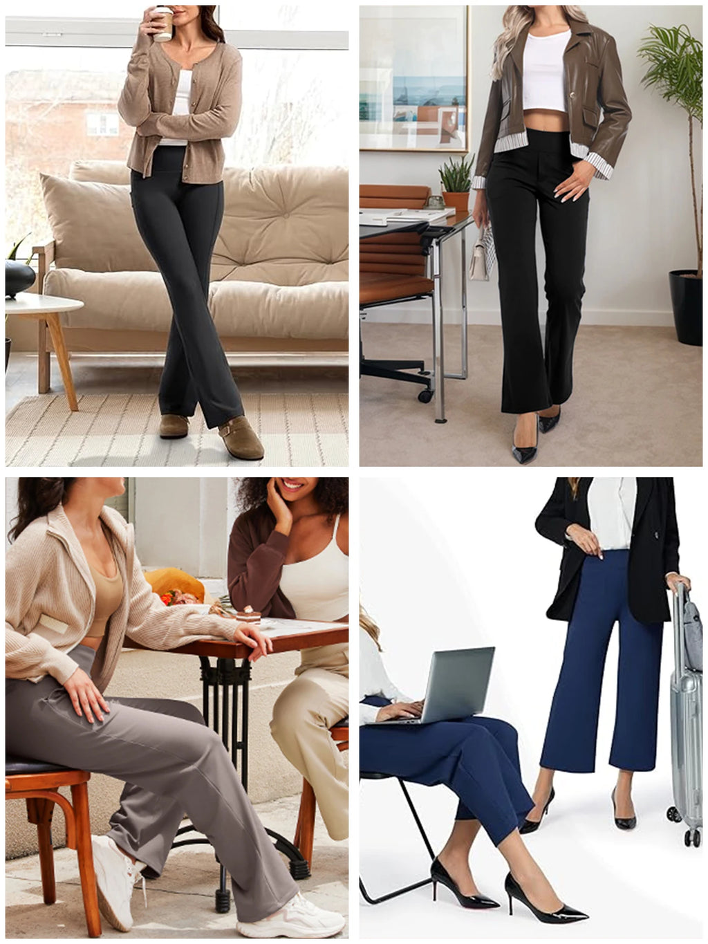 3PCS Women's High Waist Fleece-lined  Bell Bottom Sports Yoga Pants Stretch
