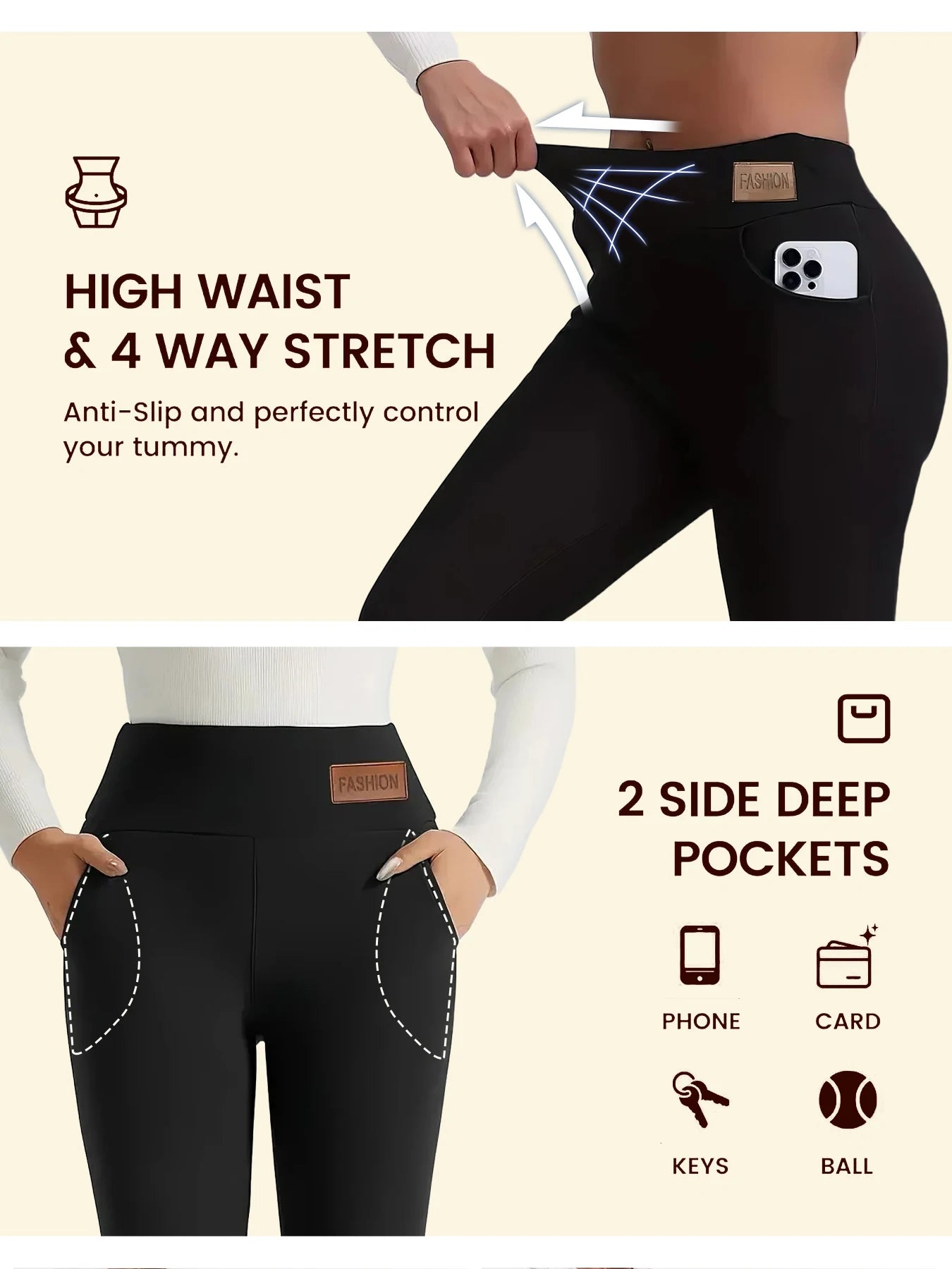 2-Pack Women's Thermal Fleece Leggings (Red & Blue)- High Waist Tummy Control Yoga Pants,Fleece-Lined Thermal Leggings