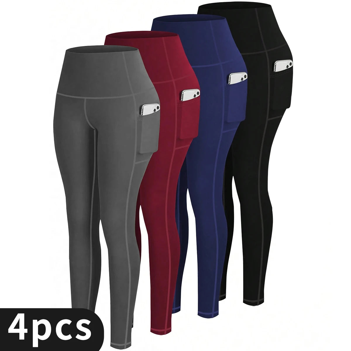 4pcs High Waisted Capri Pants For Women With Pockets, Super Soft Tummy Control No See Through Workout Running Yoga Athletic Legg