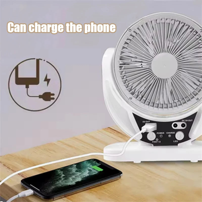 Solar-powered multifunctional fan, LED light bulb, USB charging, can charge mobile phones