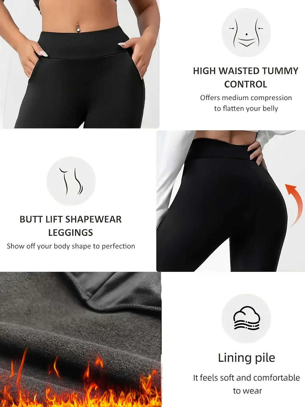 Women's 3-Pack Black Fleece Wide Leg Pants High Waist Thickened Warm Trousers for Daily Wear & Lounge