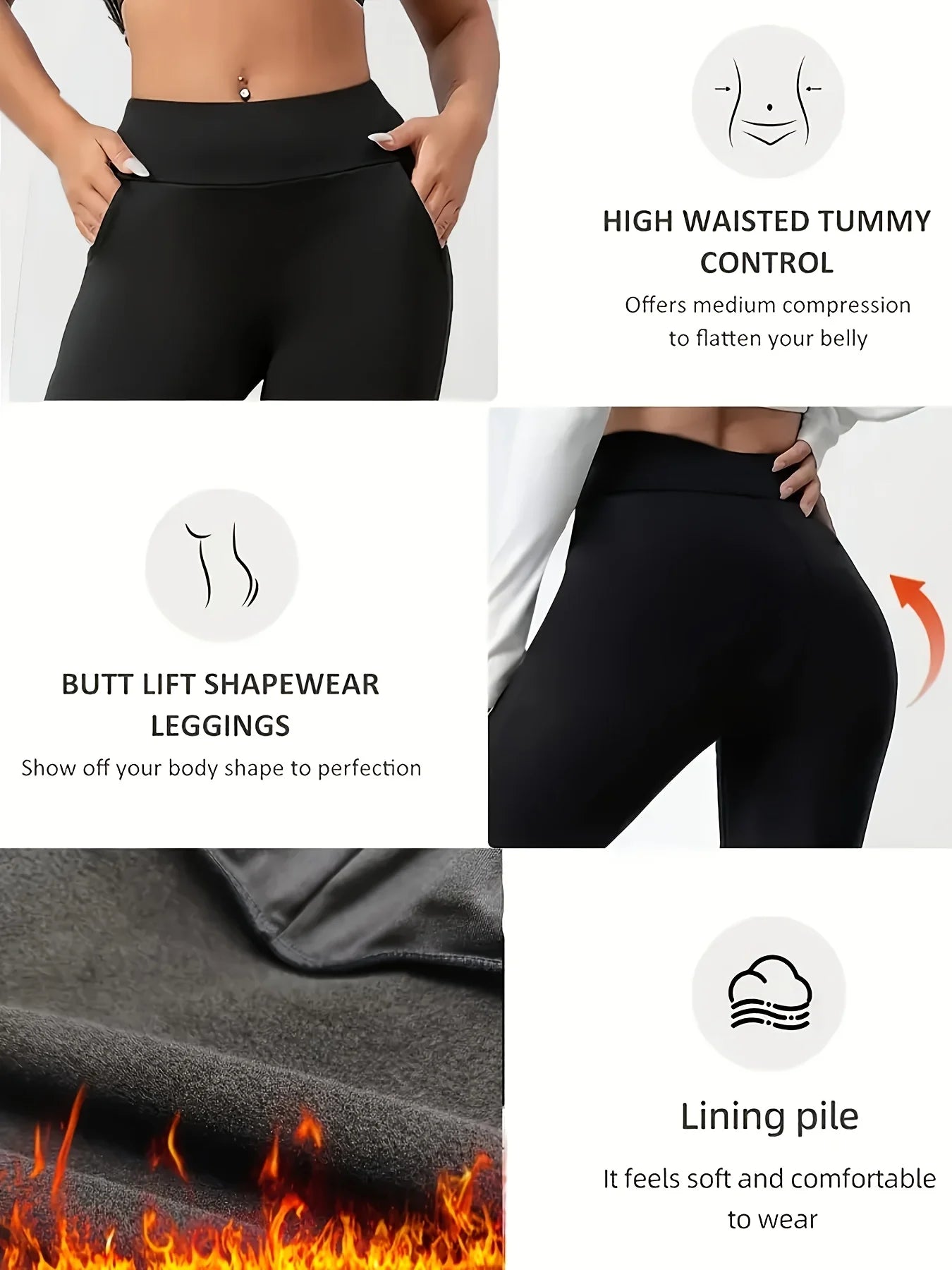Women's 3-Pack Black Fleece Wide Leg Pants High Waist Thickened Warm Trousers for Daily Wear & Lounge
