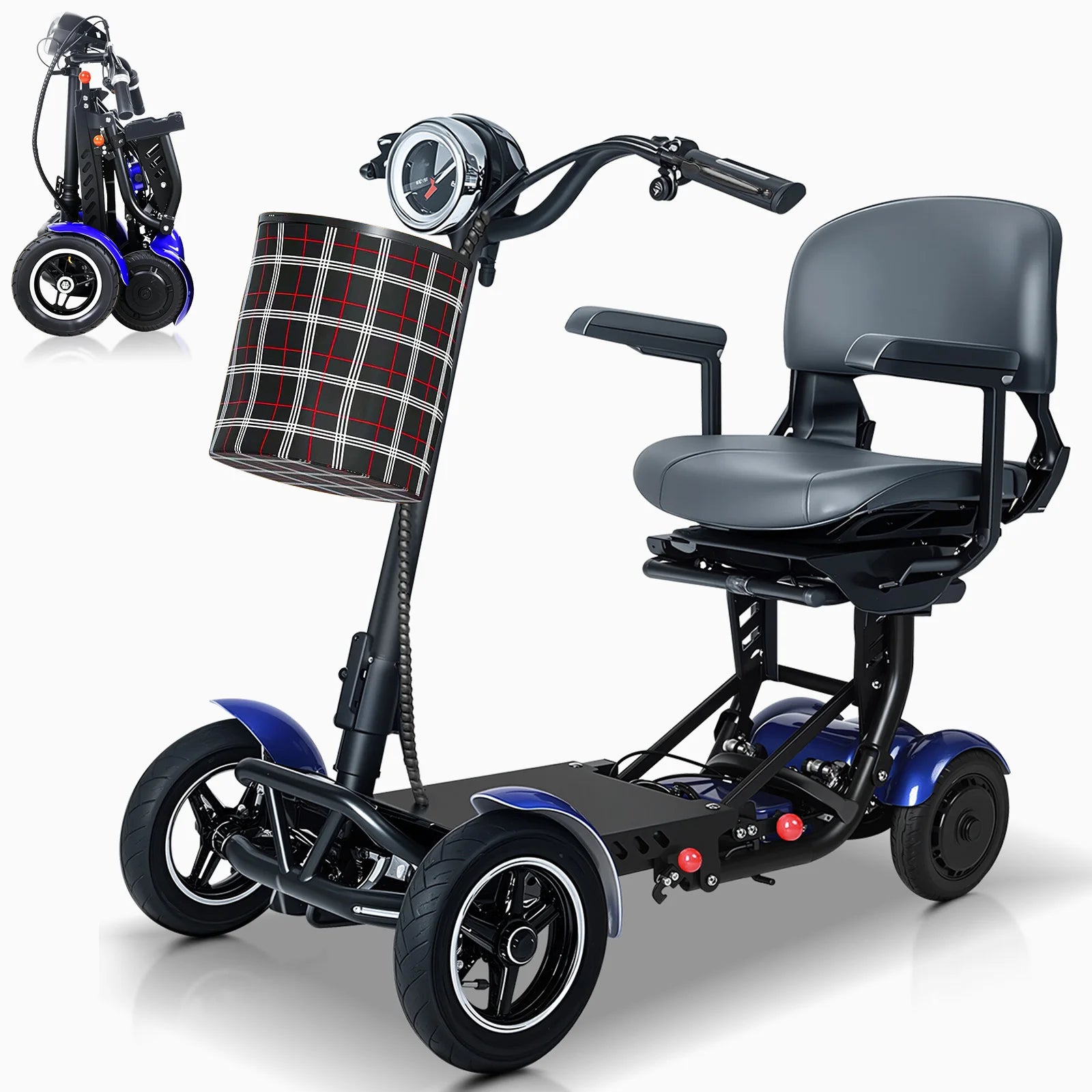 4-Wheel Folding Electric Scooter for Seniors, 750W Motor 36V15.6AH Battery