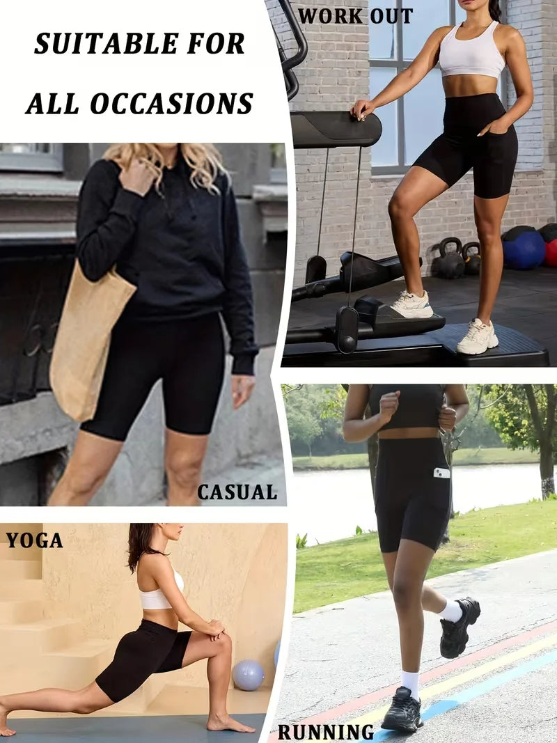 Women's sports shorts in 2-piece set|High elasticity, quick-drying cycling pants|Spring running, yoga and fitness shorts