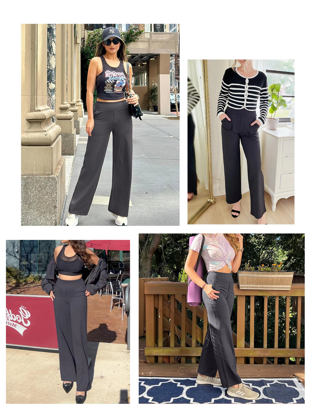 Women's straight yoga pants, high-waisted
