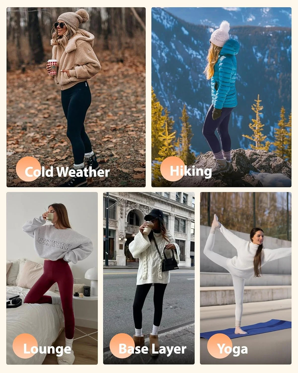 2-Pack Women's Thermal Fleece Leggings (Red & Blue)- High Waist Tummy Control Yoga Pants,Fleece-Lined Thermal Leggings