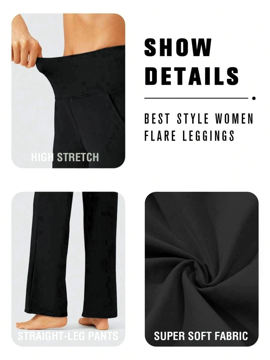 Women's straight yoga pants, high-waisted