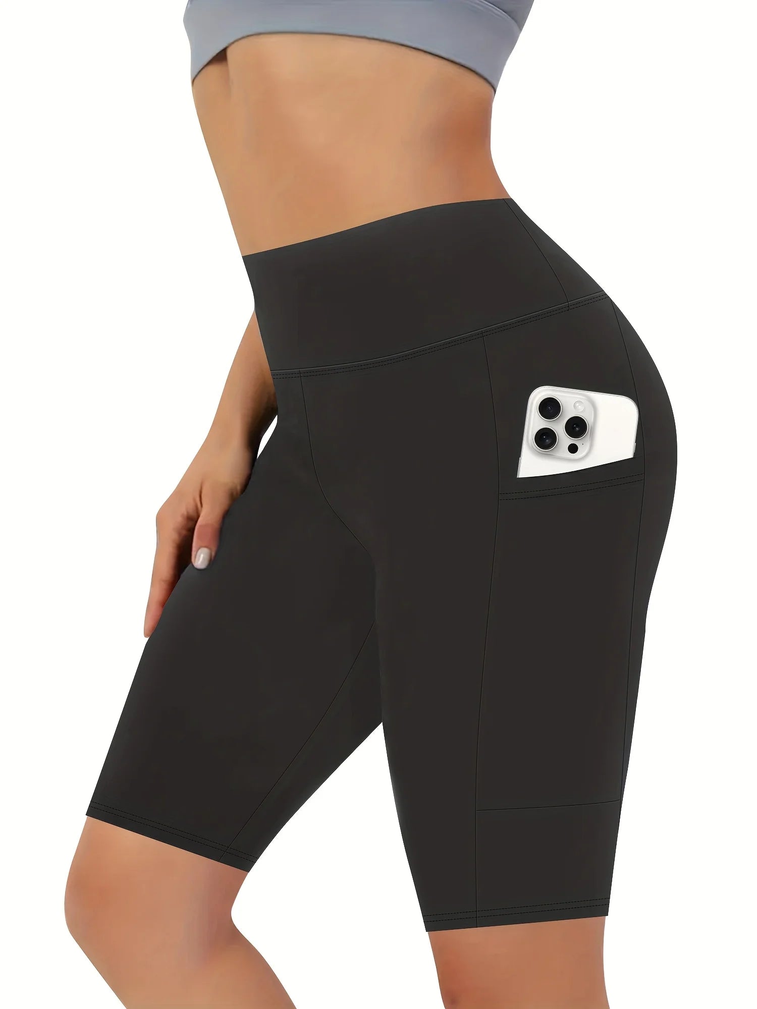 5-Pack High Waist Shorts, Stretch Quick-Drying Breathable with Pocket Design