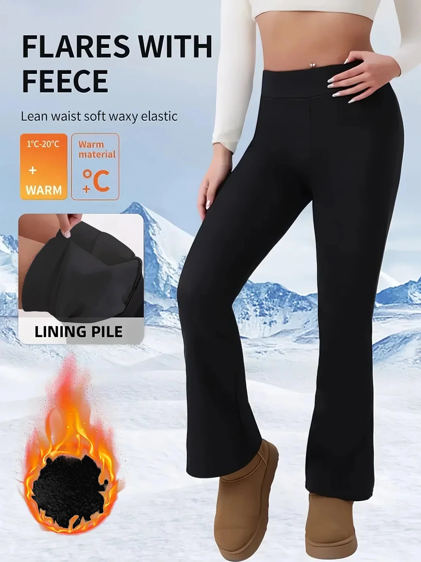 3PCS Women's High Waist Fleece-lined  Bell Bottom Sports Yoga Pants Stretch