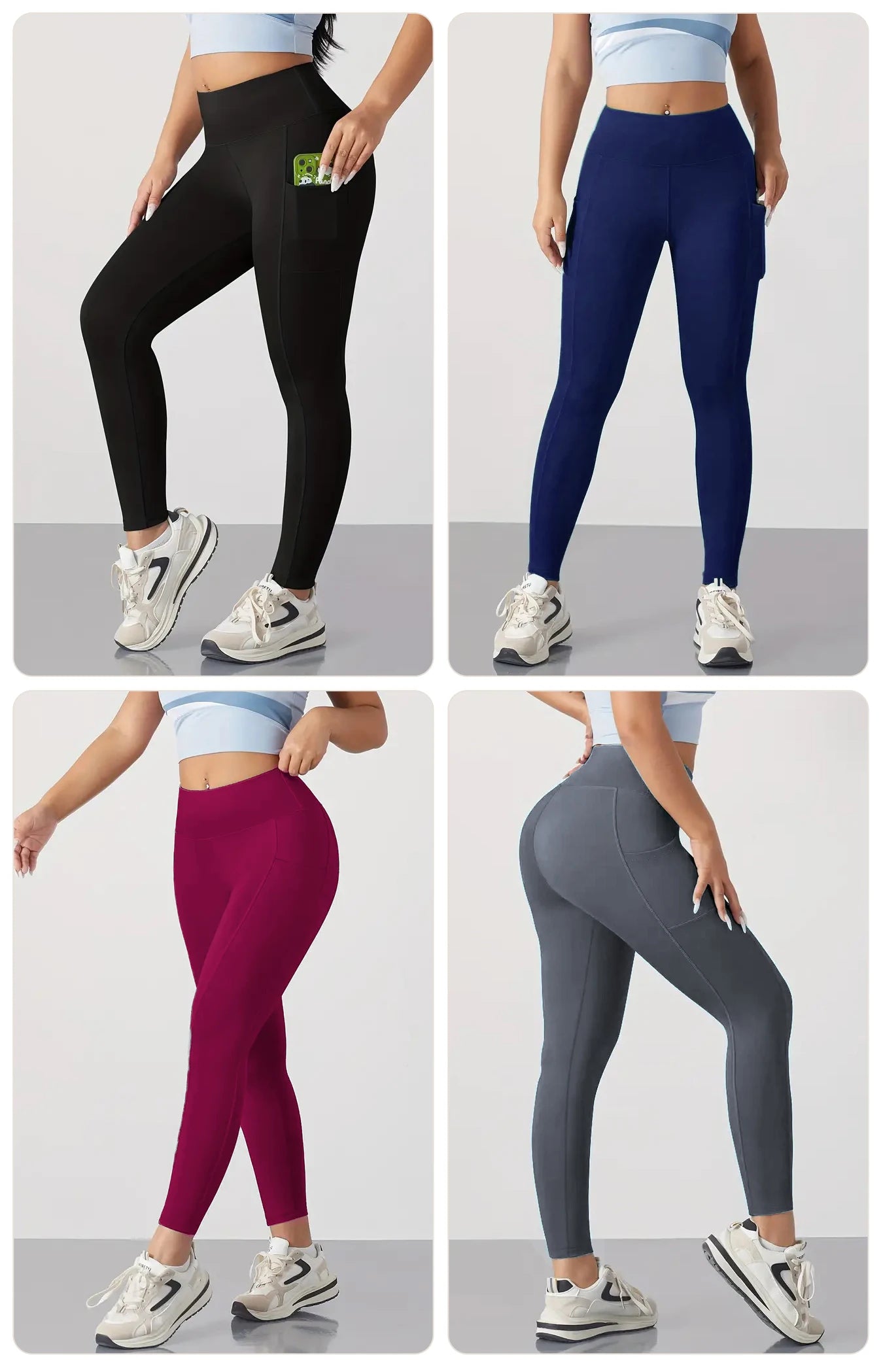 4pcs High Waisted Capri Pants For Women With Pockets, Super Soft Tummy Control No See Through Workout Running Yoga Athletic Legg