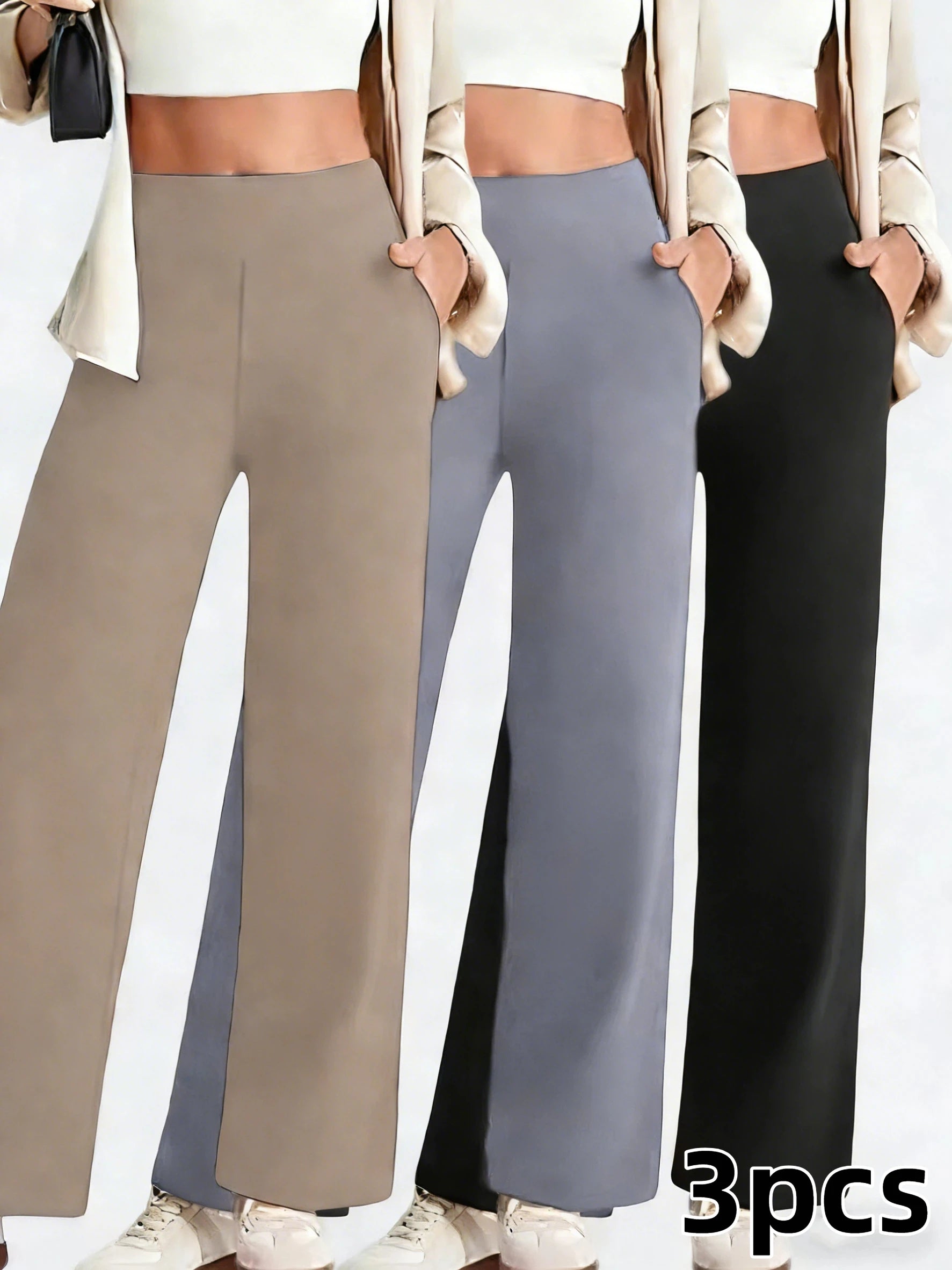 Women's straight yoga pants, high-waisted