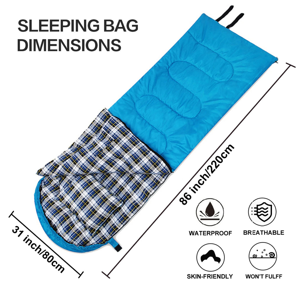 Flannel Sleeping Bag with Pillow for Adult Kids Winter, and storage sack