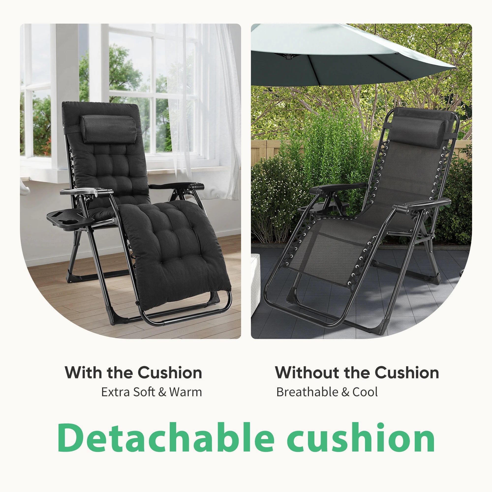 Zero Gravity Recling Patio Lounge Chair Folding Portable