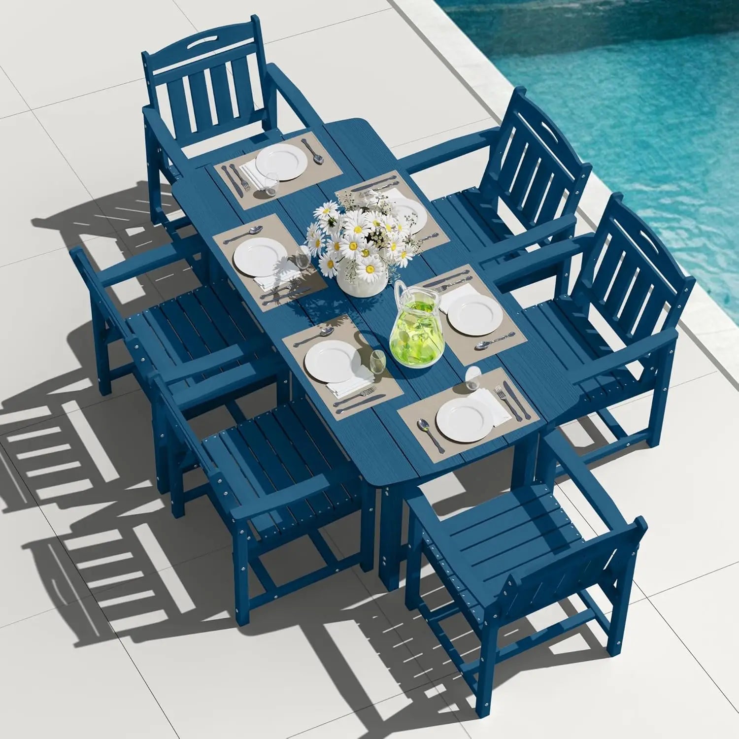 Outdoor Patio Dining Set with Table & 6 Chairs, All-Weather