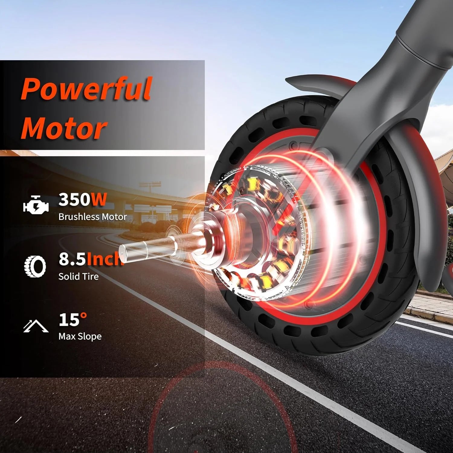 Foldable 350W Electric Scooter 10.5Ah 19mph Max Speed Smart APP Control 21miles Range
