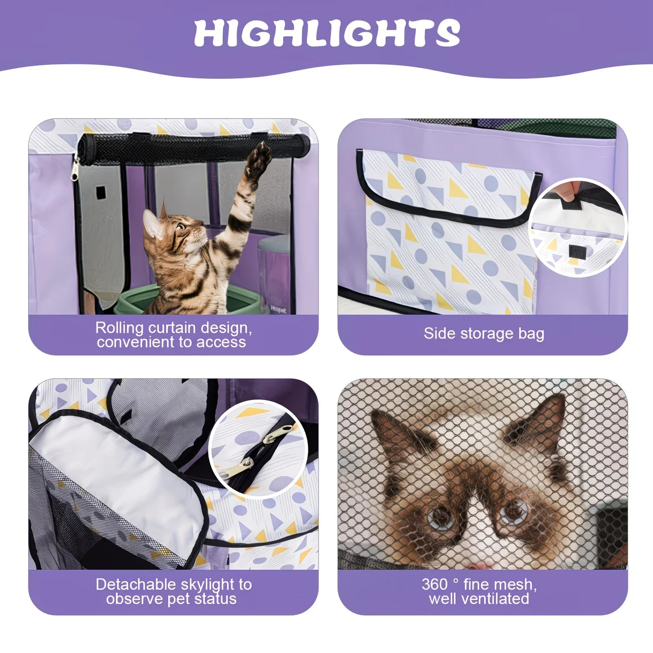 Fashionable Foldable Rectangular Pet Cage (M/XL) for Dogs & Cats, Pet House & Playpen, Portable Tent Fence for Puppies & Kittens