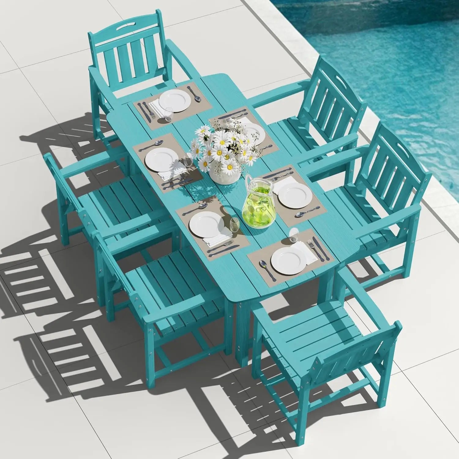 Outdoor Patio Dining Set with Table & 6 Chairs, All-Weather