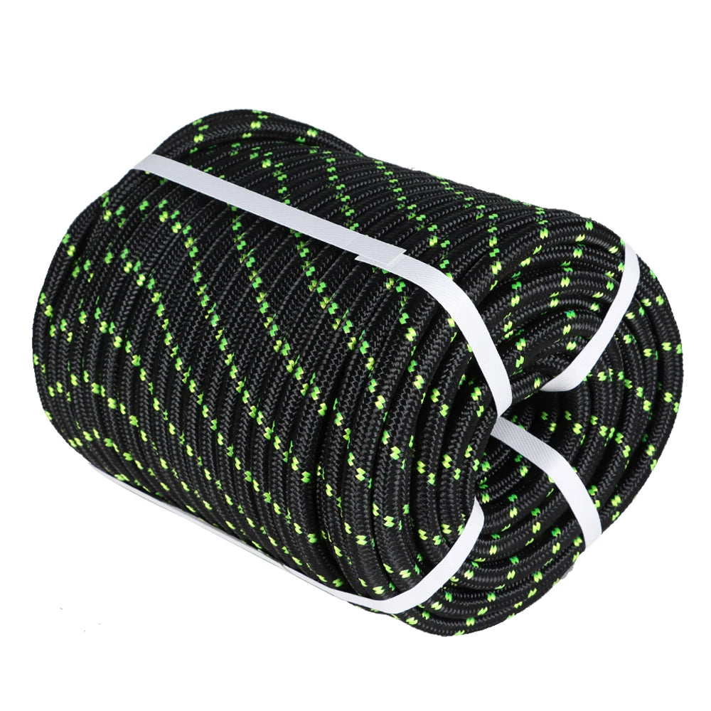 1/2 Inch Double Braided Polyester Rope 150Ft Black-Green-for Tree Climbing Rigging, Arborist