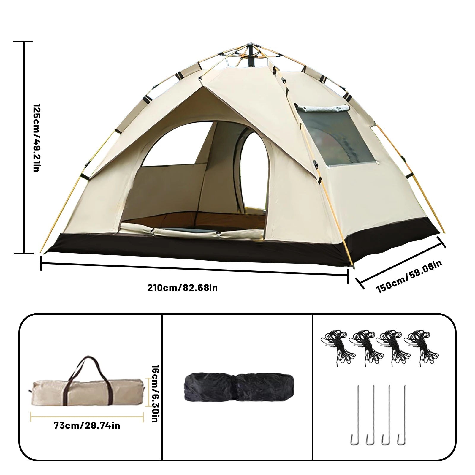 Instant Golden Tent - Portable 3-4 Person Sun & Rain Shelter