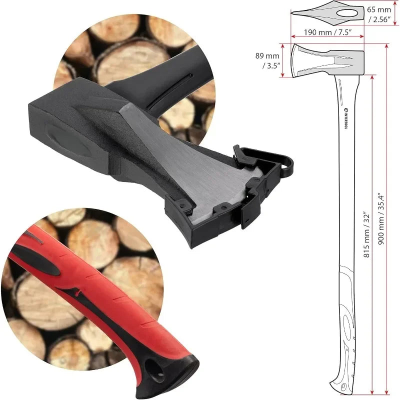 36” Wood splitting Axe, fiberglass handle with Blade Cover