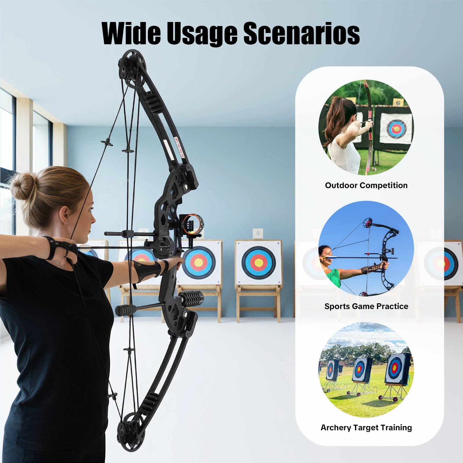 Compound Bow Arrow Set 30-55lb Adjustable Draw Length 24-29.5" w/12 Arrows