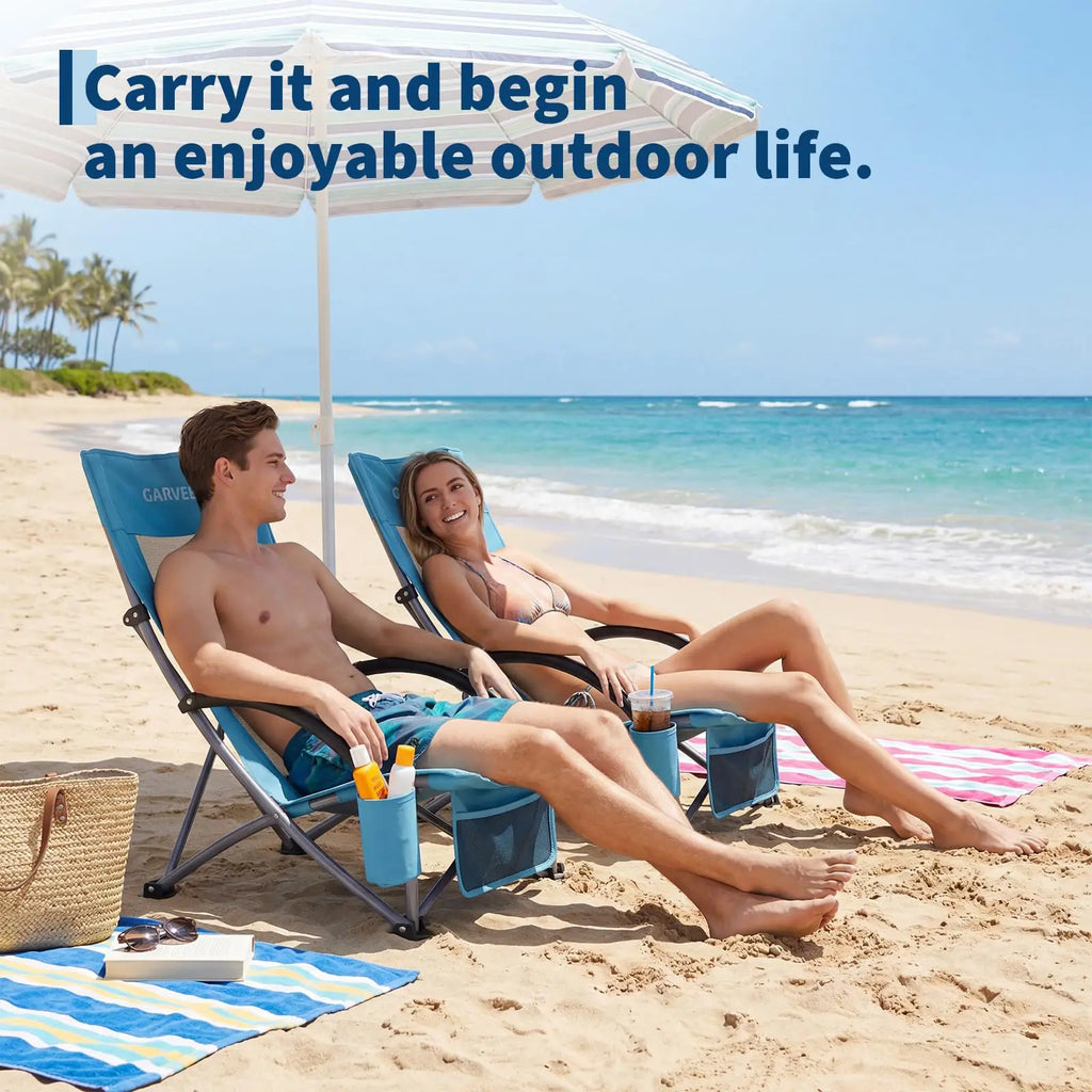 High Beach Chair 2 Pack, Folding Portable Extra Wide