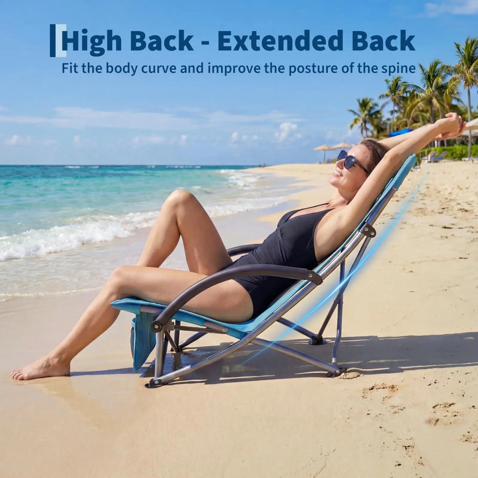 High Beach Chair 2 Pack, Folding Portable Extra Wide