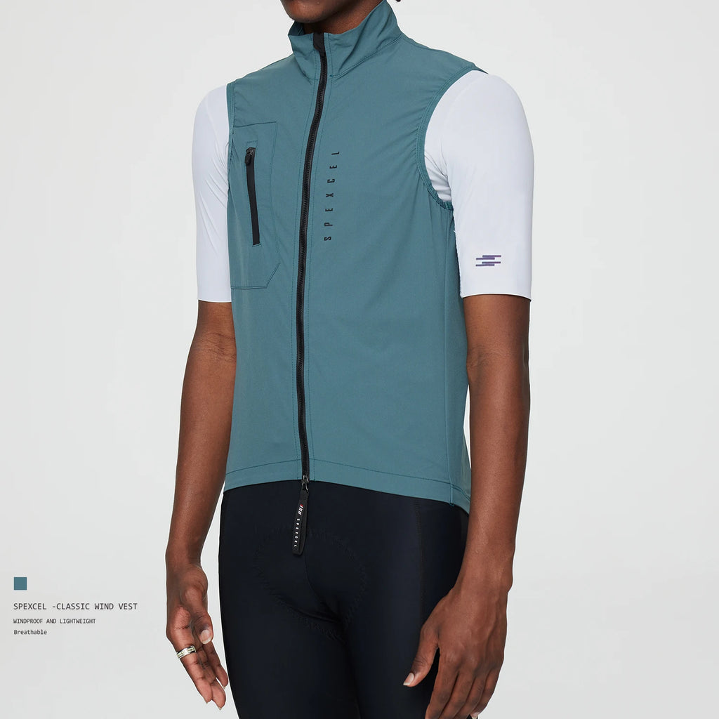 SPEXCEL All Season Classic Lightweight Windproof cycling Vest Men's  Wind Jacket Stretch fabric With Two Way Zipper