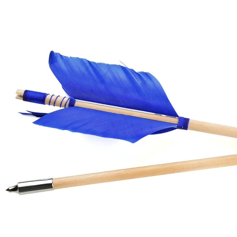 12pcs 32" Archery 8.5mm Wooden Arrow Recurve Traditional Bow Shooting White Wood Arrows Turkey Feathers Bow Hunting Accessories