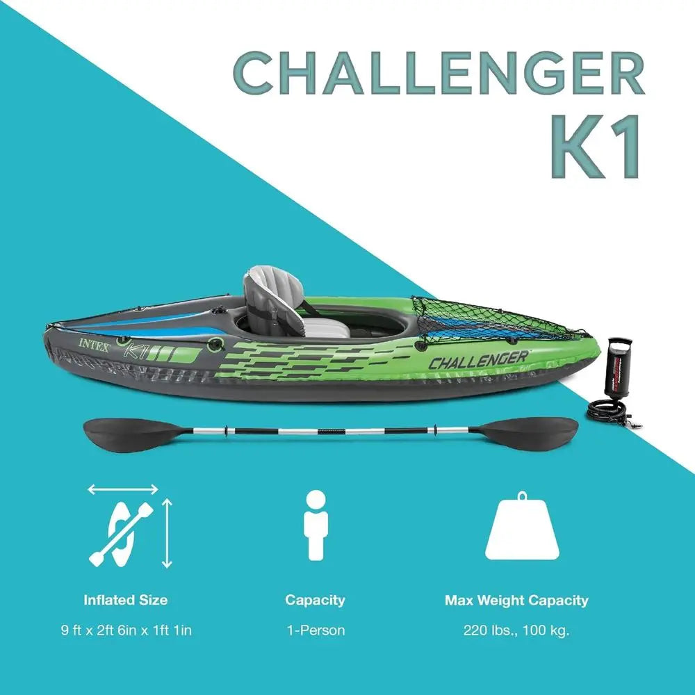 Inflateable Kayak with 86in Paddles and High-Output Pump – SuperStrong PVC – Adjustable Seat with Backrest