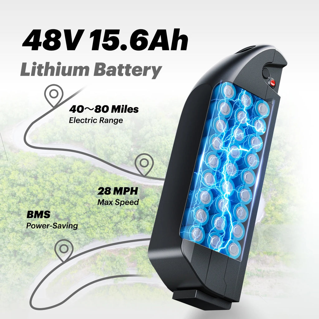 Folding 1000W Motor 48V15.6AH Lithium Battery Hydraulic Brake 20*3.0 Inch Fat Tire
