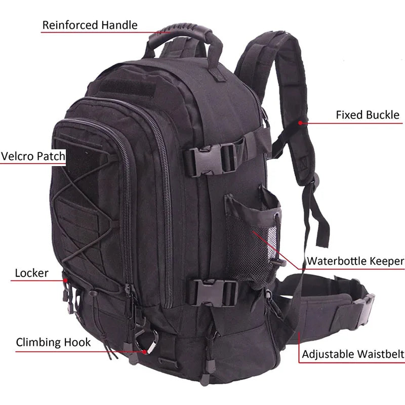 60L Military Tactical Backpack Assault Rucksack