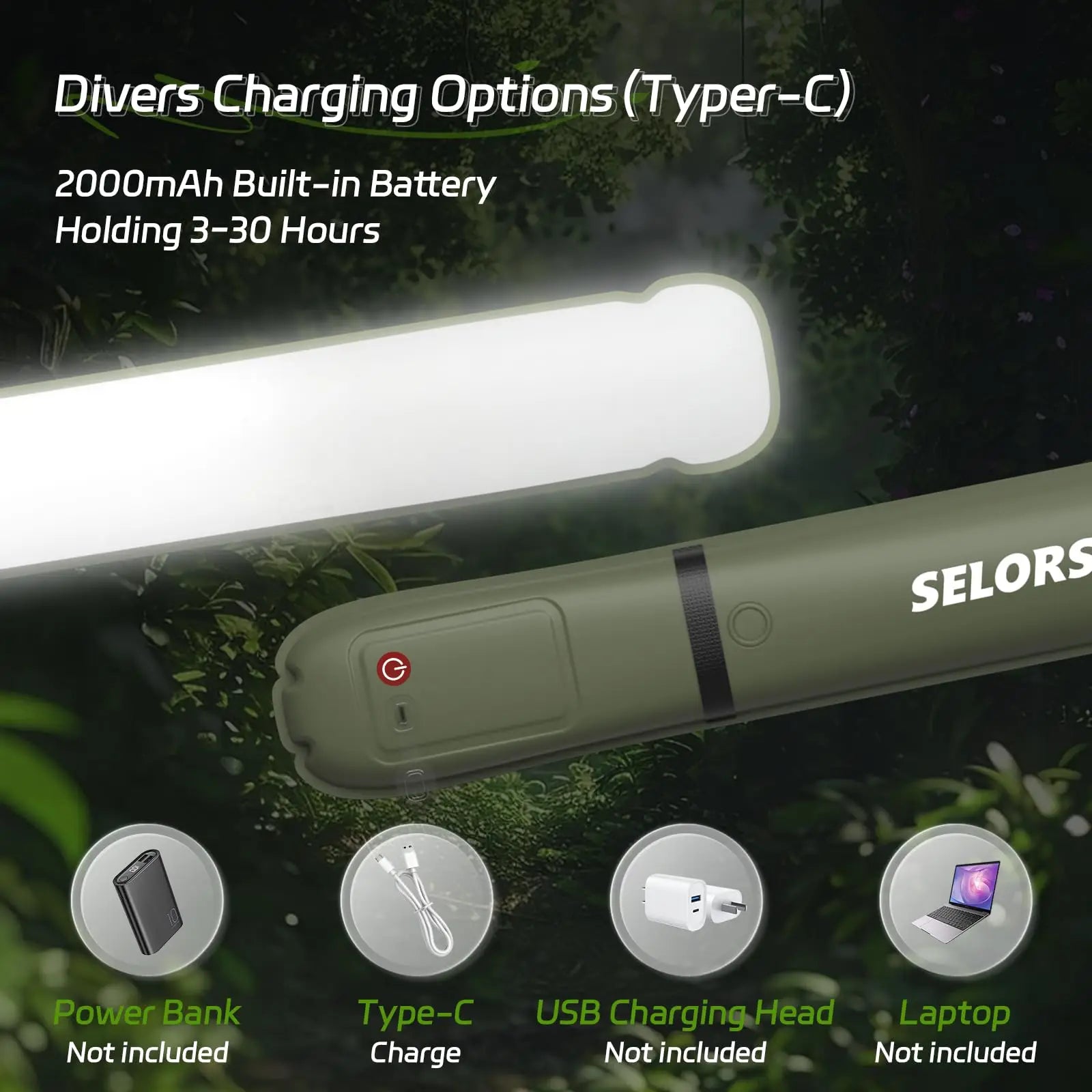 Rechargeable Portable Waterproof 2000 mAh Tent or work light
