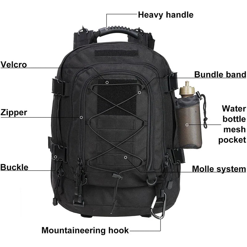 60L Military Tactical Backpack Assault Rucksack