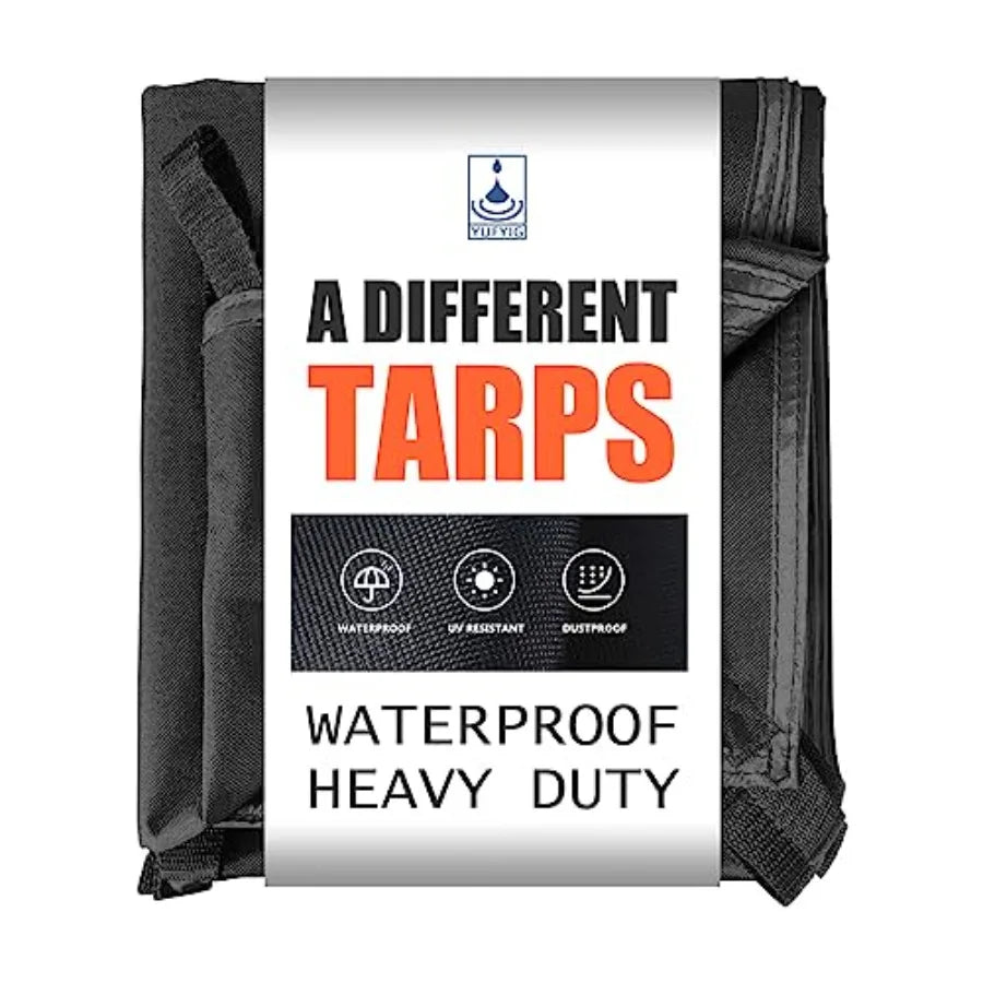 20 Mil Black Waterproof Tarp 7×12ft Heavy Duty Canvas Cover