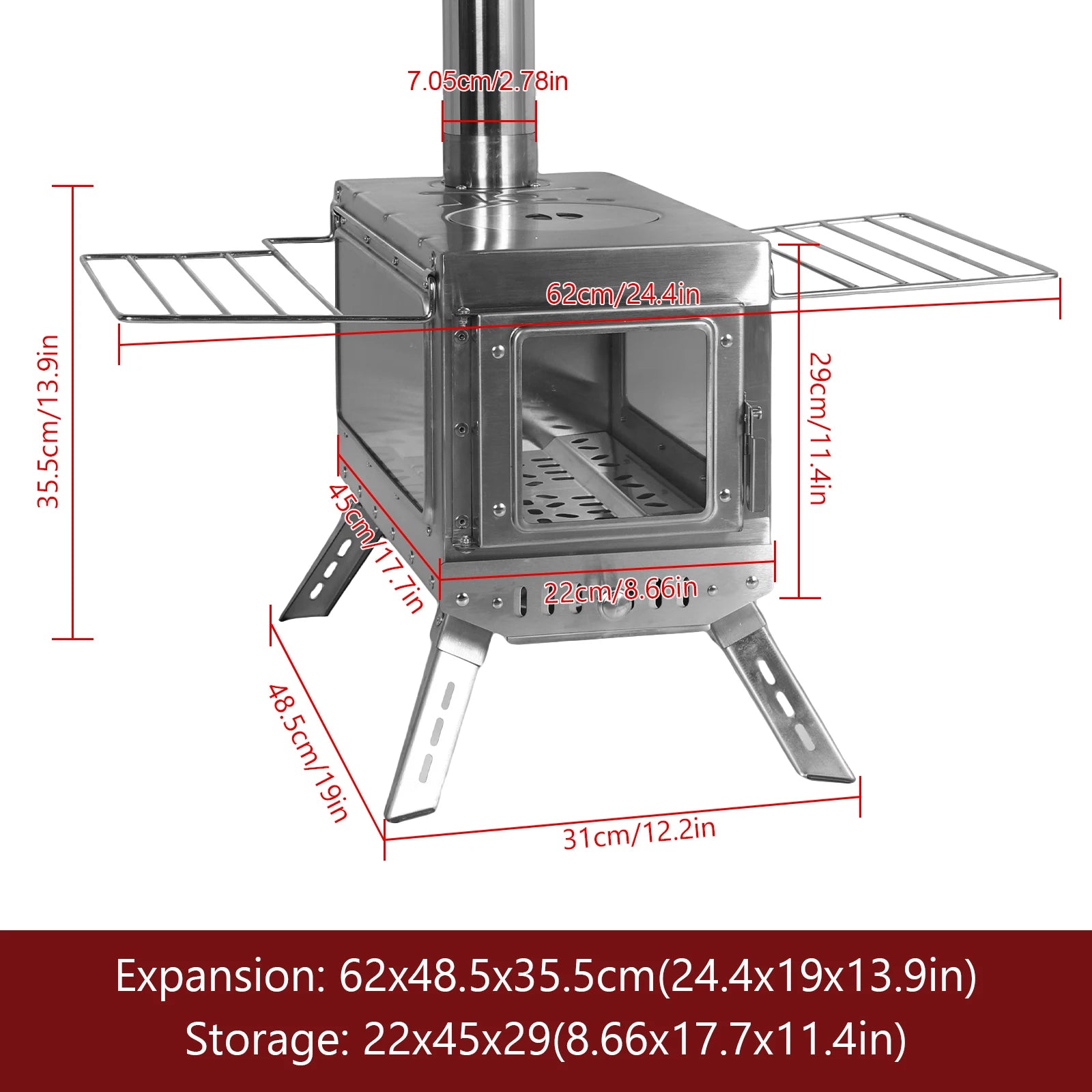 Weatherproof Chimney Pipe Portable Burning Stove Rust Proof for Tents Shelters