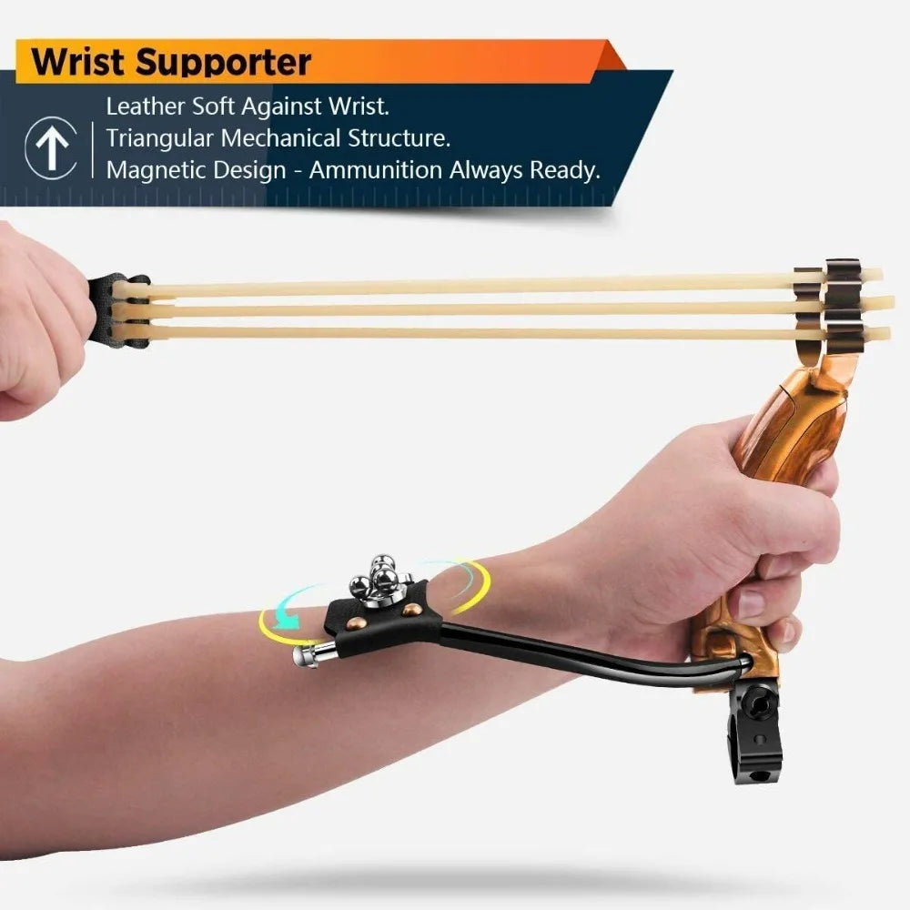 Precision Outdoor Slingshot with Alloy Wooden Handle