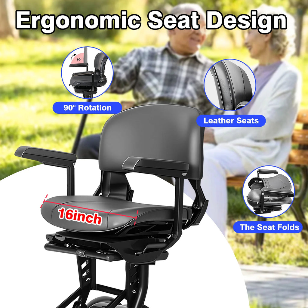 4-Wheel Folding Electric Scooter for Seniors, 750W Motor 36V15.6AH Battery