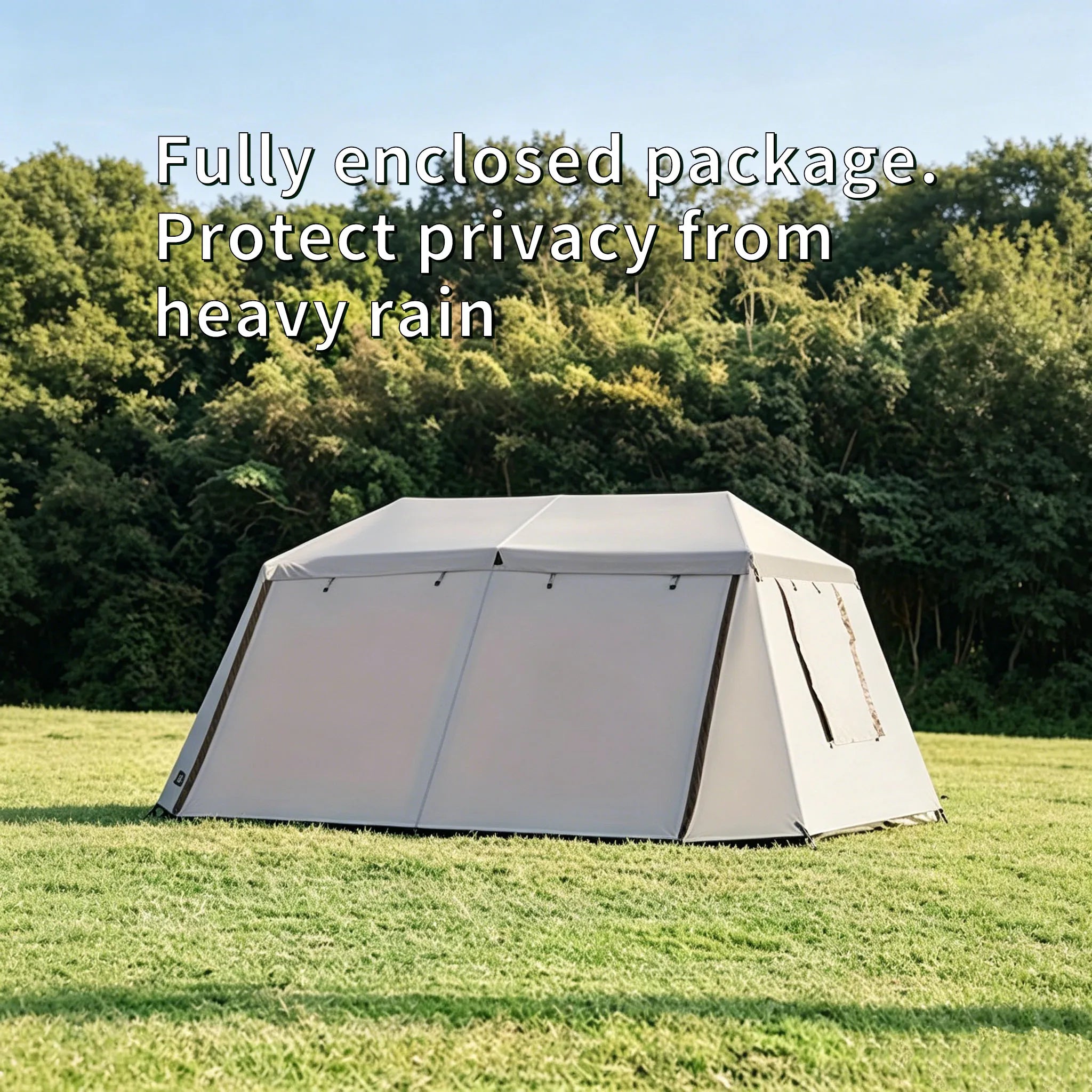Automatic Quick-Set Outdoor Camping Tent with Front Awning; Spacious Interior Ideal for Family All-Weather