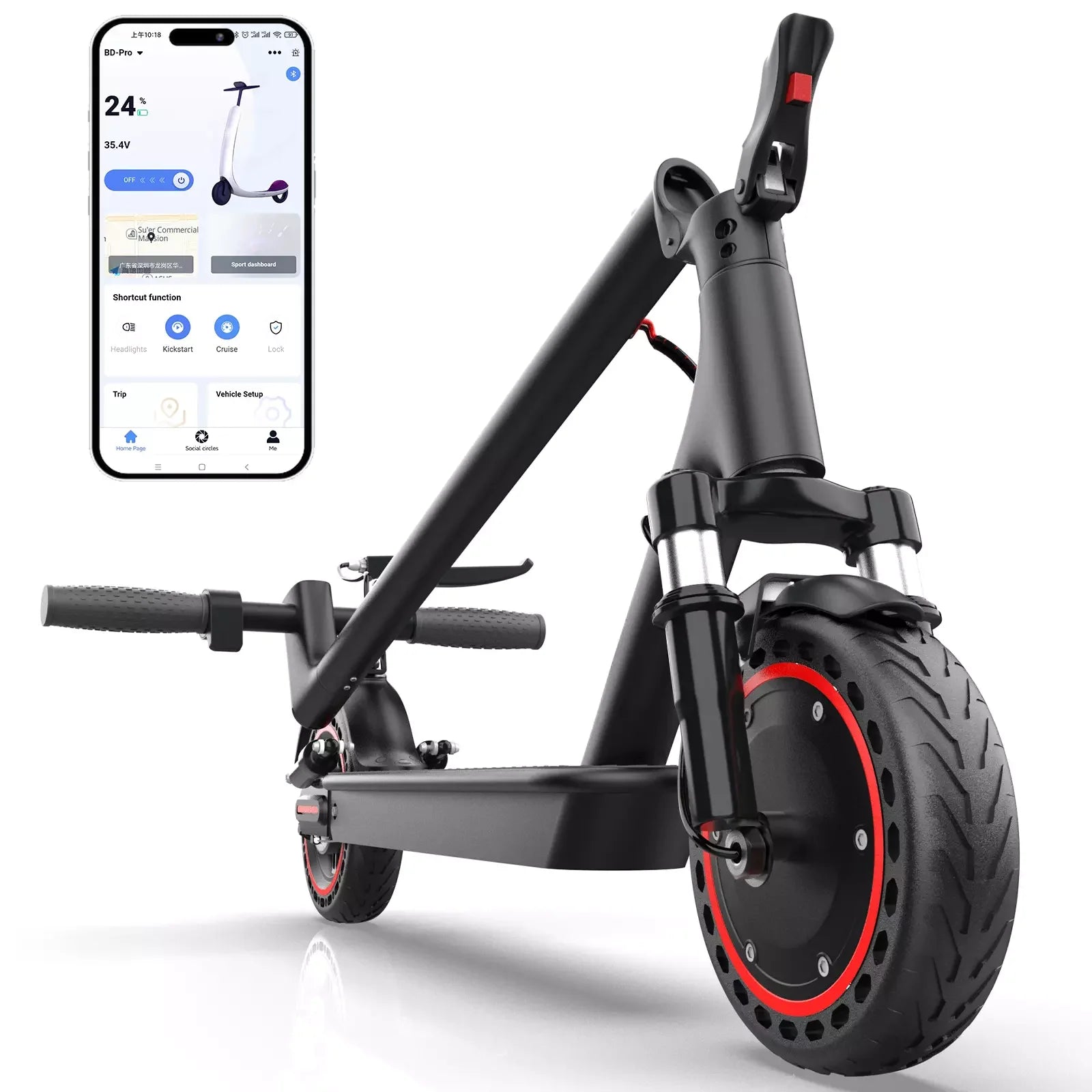 8.5'' Electric Scooter 350W 19mph Speed Dual Suspension 19miles