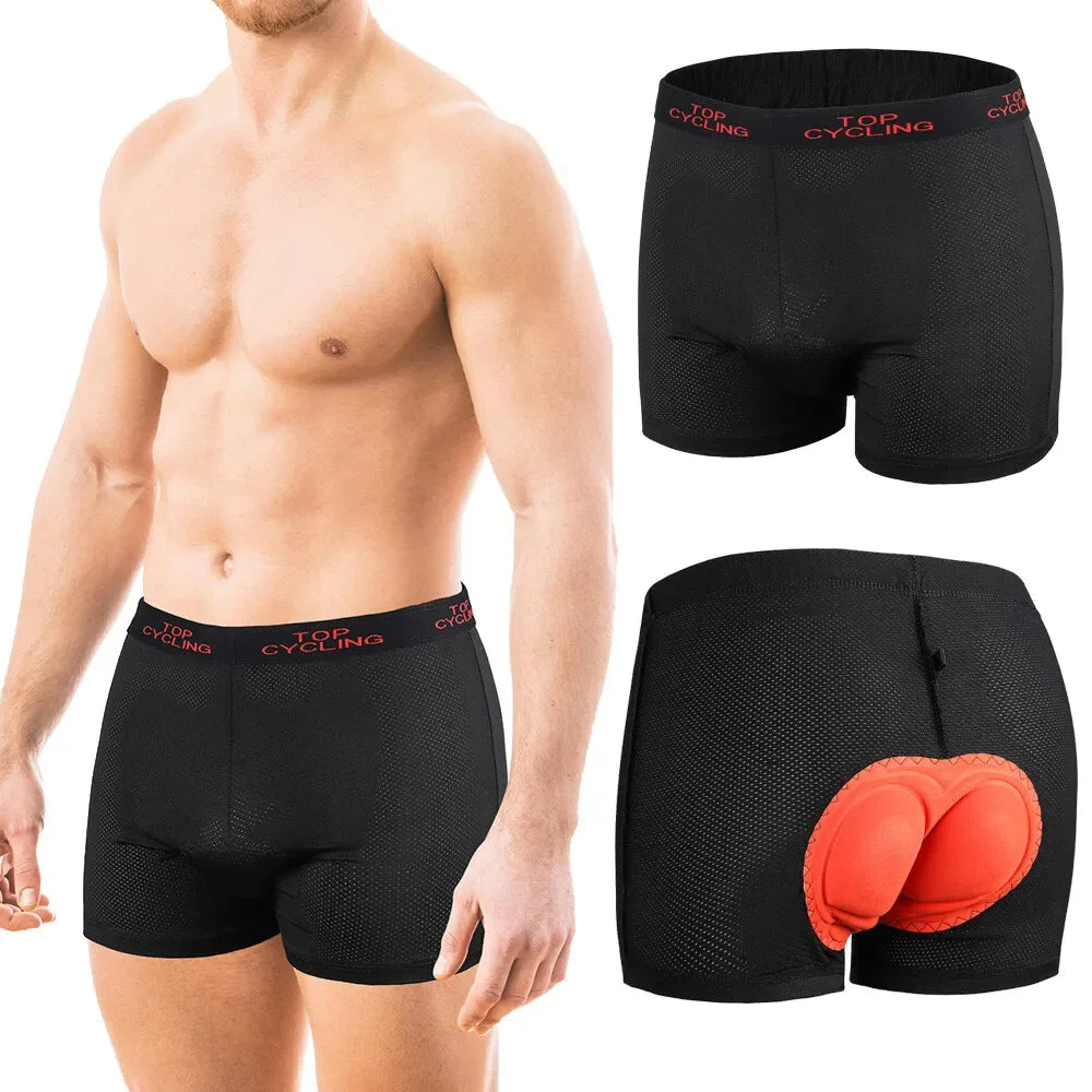 Men's Cycling Underwear Soft Mesh Gel Padded Cycling Underwear MTB Undershorts Sponge Padded Downhill Shorts