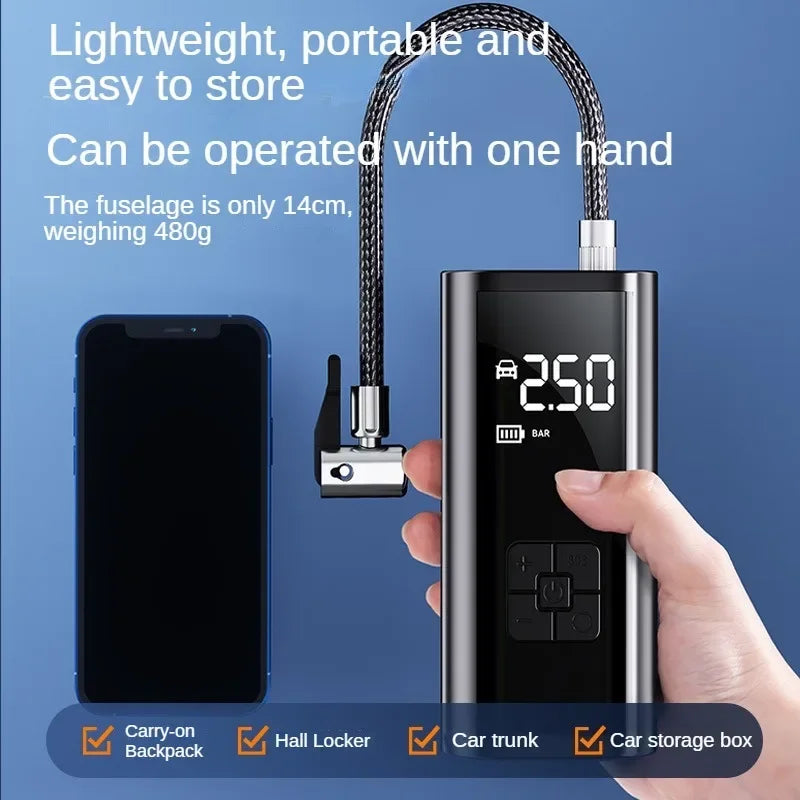 Rechargeable Portable Tire inflator for Cars, Bicycles, Motorcycles, and Balls,
