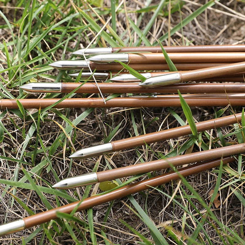 Archery Bamboo Arrows  33.5" 8mm Diameter with 4" Turkey Feathers