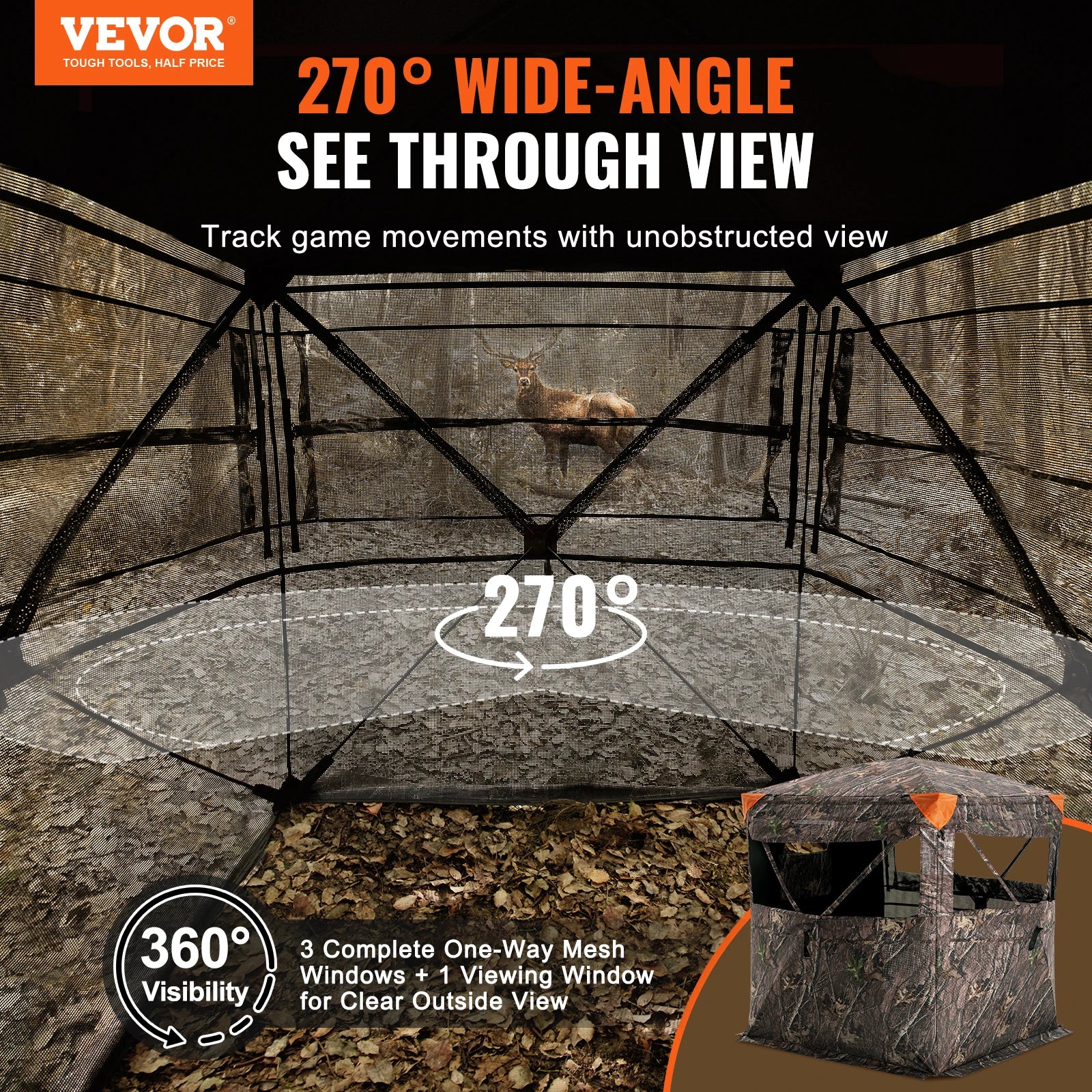 Hunting Blind  270° See Through Ground Blind 1-2 Person