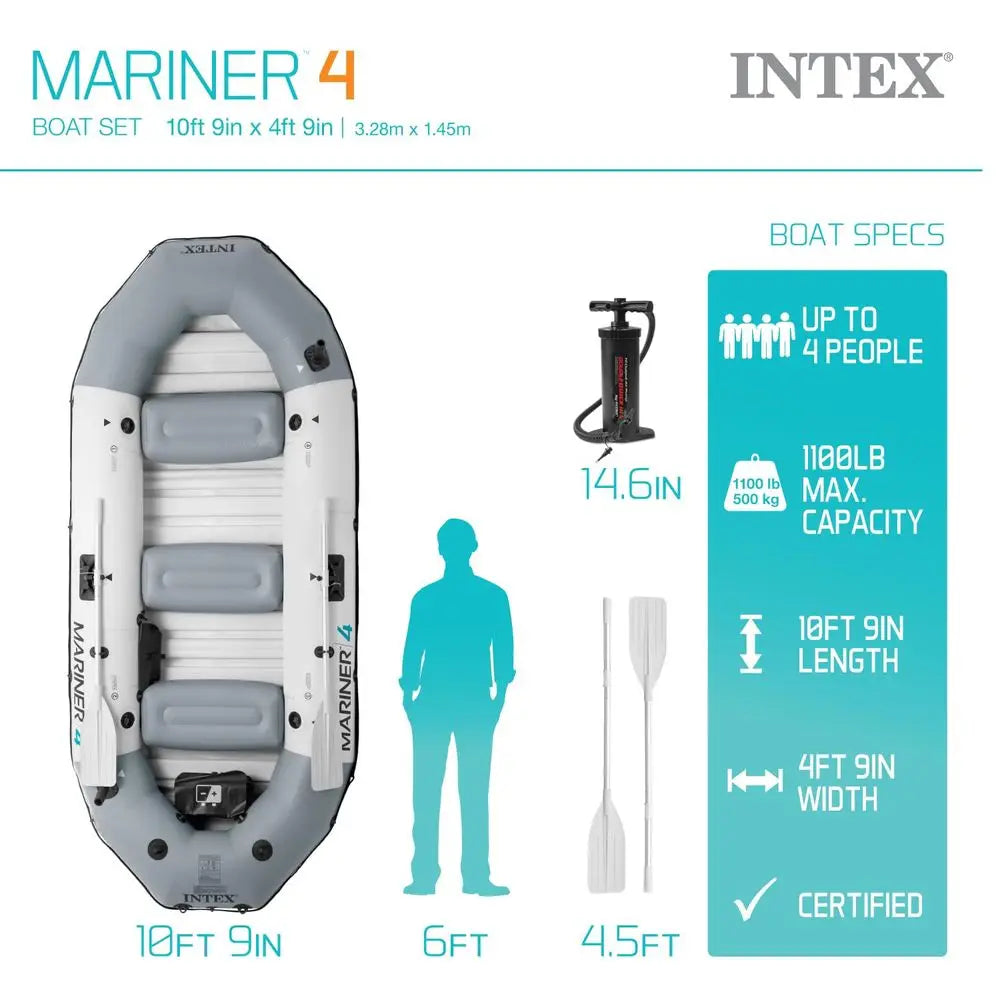 Inflatable Boat Includes Boat Oars and HighOutput Pump SuperTough PVC