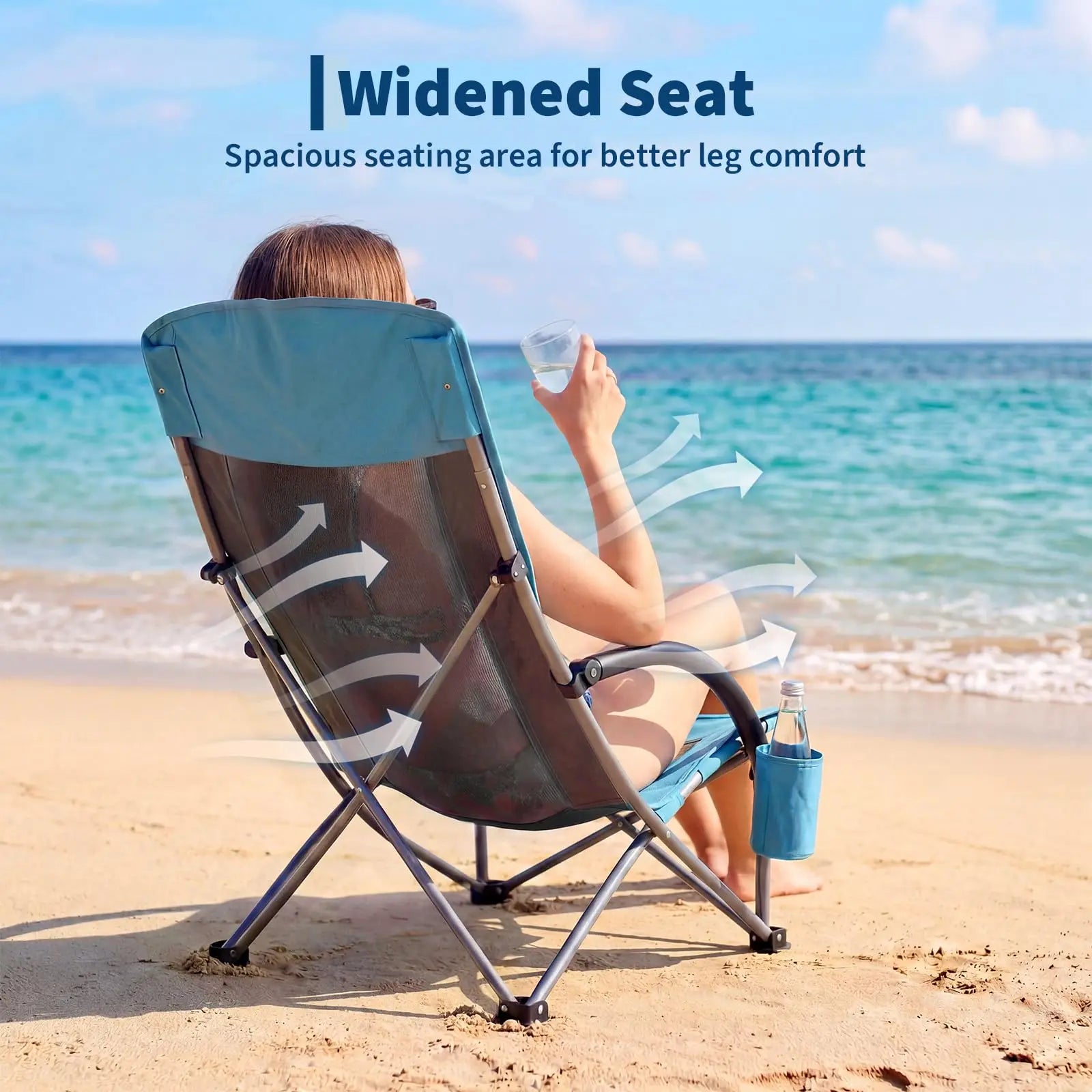 High Beach Chair 2 Pack, Folding Portable Extra Wide