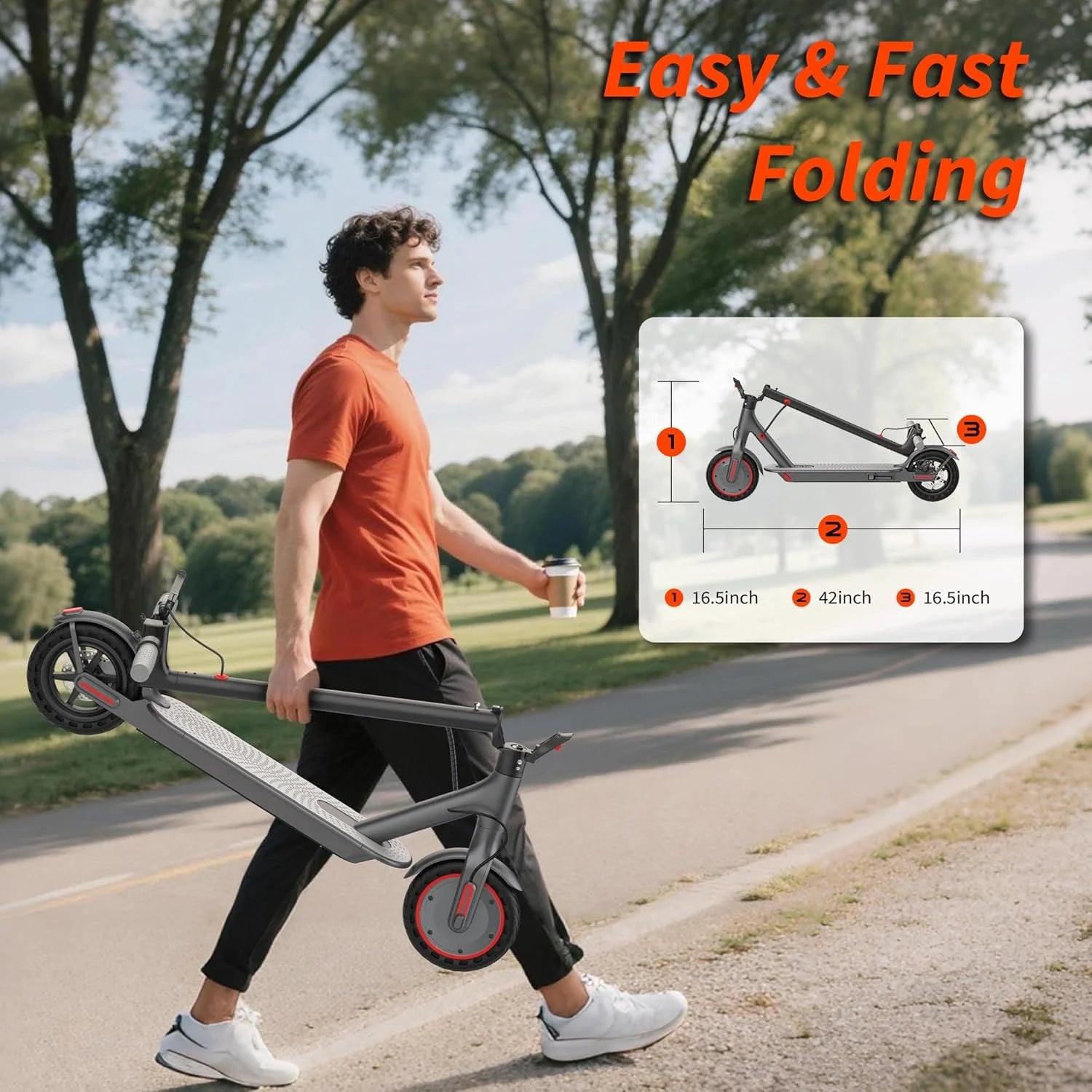 Foldable 350W Electric Scooter 10.5Ah 19mph Max Speed Smart APP Control 21miles Range