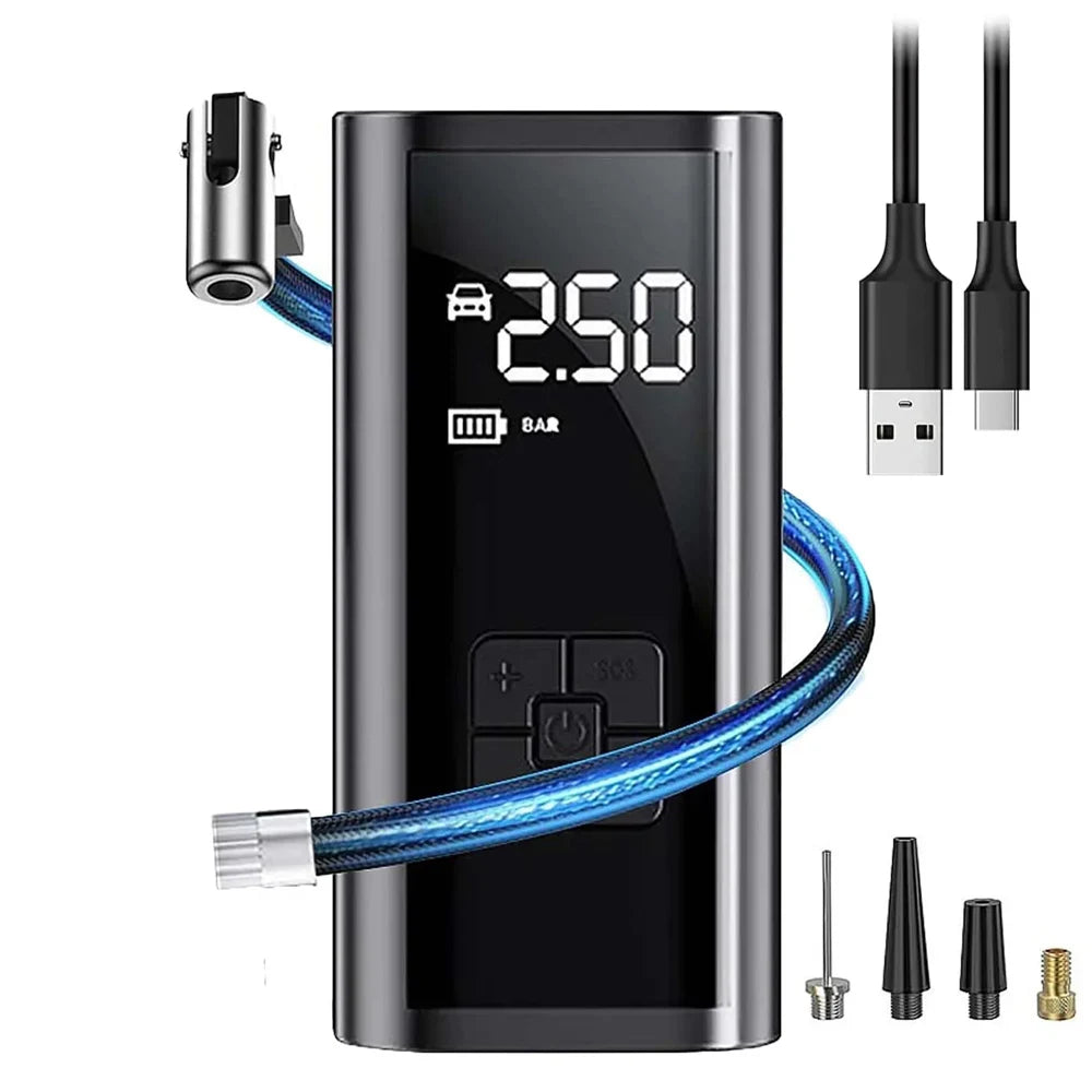 Rechargeable Portable Tire inflator for Cars, Bicycles, Motorcycles, and Balls,